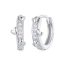 925 Sterling Silver Nano Opal Earrings for Women - White Gold Plated - 12x5mm