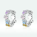 925 Sterling Silver Enamel Oxidized Silver Earrings