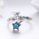 S925 Sterling Silver Star and Airplane Ring Set for Women