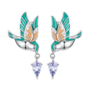 925 Sterling Silver Enamel Pavé Setting CZ Earrings
