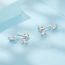925 Sterling Silver Plated White Gold Earrings with Pavé Setting CZ