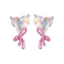 925 Sterling Silver Enamel Earrings with Transparent Glass for Women