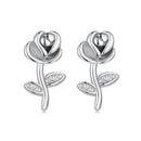 925 Sterling Silver Earrings plated with White Gold, 0.9*0.5cm for Women