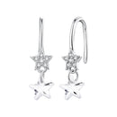 925 Sterling Silver Earrings with Pavé Setting CZ, White Gold Plating, 2.1*0.6cm, for Women