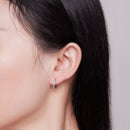 925 Sterling Silver Earrings with Synthetic Turquoise, Oxidized Finish, Size 12*2mm, Women