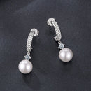 925 Sterling Silver Moissanite and Synthetic Pearl Earrings for Women