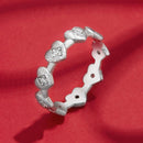 925 Sterling Silver Pave Setting CZ White Gold Plated Ring Size 6 for Women