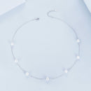 925 Sterling Silver White Gold Plated Necklace with Shell Pearl 400+50mm