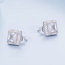 925 Sterling Silver Earrings with Pavé Setting CZ and Platinum Plating.