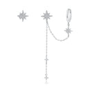 S925 Sterling Silver Earrings with CZ in Pavé Setting, 5.9cm Length, 1cm Size for Women
