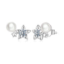 925 Sterling Silver 0.20 Carat Moissanite Earrings with Synthetic Pearl for Women
