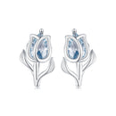 925 Sterling Silver Synthetic Spinel Earrings with Platinum Plating - 12x7mm