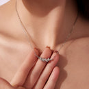 925 Sterling Silver White Gold Plated 40+5cm Necklace with CZ for Women