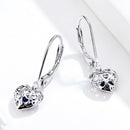 925 Sterling Silver Earrings with CZ and Platinum Plating, 2.3*0.8 cm
