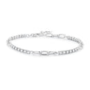 925 Sterling Silver Bracelet with Pavé Setting CZ, Platinum Plated, 14.5+3cm, for Women