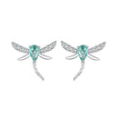 925 Sterling Silver Earrings with CZ and Glass, 12x14mm, for Women