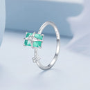 925 Sterling Silver 1.40mm Width CZ & Glass Ring Size 6 for Women