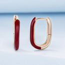 925 Sterling Silver Plated Rose Gold Enamel Earrings for Women