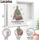Christmas Decor Red Truck Christmas Wooden Box Signs Buffalo Plaid Christmas Decorations Christmas Decor for Home Office Bedroom Fireplace Car Tiered Tray Decor Christmas Gifts for Women 5x5