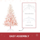 HOMCOM 5ft Pencil Christmas Tree, Pink Christmas Tree with 450 Branches & Detachable Base, Home Party Christmas Decoration, Pink