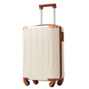 20 Inch Carry On Luggage Set 3 Piece with Spinner Wheels, Lightweight Hardshell ABS Suitcase for Weedend Getaways, Business Travel, White Brown