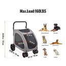 Pet Stroller - 4-Wheels Dog Stroller Carrier 160lbs Weight Capacity Portable