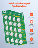 VEVOR CR2450 Lithium Battery, 20 Count (Pack of 4) Lithium Coin Battery, Non-Mercury and Anti-Swallow Designed, Long Lasting 3V CR 2450 Cell Batteries, for Key Fobs, Glucometers, and Other Devices