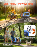 Dog Bike Trailer, Supports up to 88 lbs, 2-in-1 Pet Stroller Cart Bicycle Carrier for Small & Large Dogs, Easy Folding Frame with Quick Release Wheel, Universal Bicycle Coupler, Internal Leash