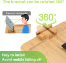 Bamboo Sofa Clip on Side Table for Wide Couches Arm, Foldable Couch Tray with 360° Rotating Phone Holder, Armrest Table for Eating/Drinks/Snacks/Remote/Control