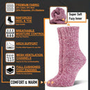 6 Pairs Women's Wool Thermal Boot Socks (EU 9-11) - Heavy-Duty Winter Warmth, BS4745 2.4 Tog Rating, Multi-Color (Pink/ Grey/ Blue/ Green/ Black)