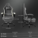 Ergonomic Gaming Chair with Pocketed Spring Cushion, Breathable Fabric Computer Chair with Footrest, Adjustable Lumbar Support Video Game Chair for Adults (Fabric)