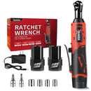 3/8" Cordless Electric Ratchet Wrench Set, 12V Power Ratchet Tool Kit With 2 Packs 2000mAh Battery And Charger, 45 FT-LBS Battery Powered Wrench with Infinitely Variable Speeds