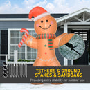 HOMCOM 8ft Christmas Inflatable Gingerbread Man with a Candy Cane, Outdoor Blow-Up Yard Decoration with LED Lights Display