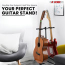 Guitar Stand Adjustable Double Guitars Stands Floor w Neck Holder Universal Supports for Acoustic Electric Classic Bass Instrument Folding Portable Black - GSH 2N1