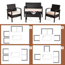 4 Pieces Patio Furniture Sets Rattan Chair Wicker Set Outdoor Bistro