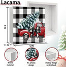 Christmas Decor Red Truck Christmas Wooden Box Signs Buffalo Plaid Christmas Decorations Christmas Decor for Home Office Bedroom Fireplace Car Tiered Tray Decor Christmas Gifts for Women 5x5