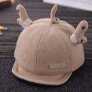Beige Baby Fall Winter Hat Cute Deer Horn Cap Boys Girls Baby Baseball Cap Corduroy Sun Hat,4-20 Months