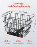 Scooter Rear Basket, Heavy Duty Metal Wire Basket with Handle, Spacious Cargo Basket, Works with 1-inch Receiver, Compatible with Most Golden, Drive & Pride Mobility Scooter