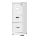 3 Drawer Metal Vertical File Cabinet with Lock and Card Slot Office Home Vertical File Cabinet for A4 Legal/Letter Size Narrow File Cabinet Locked,Assembly Required (White)