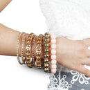 7-Piece Retro Burnished Gold Inlaid Rhinestones Bangle Bracelet Set