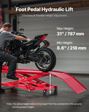 Motorcycle Lift Table, 1000lbs Weight Capacity, 360° Flexible Moving Motorcycle Jack Stand, 8.6-31 in Height Range, Heavy Duty Bike Repair Stand with Security Lock for ATVs, Dirt Bike