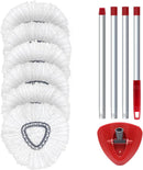 6 Pack O Cedar Spin Mop Replacement Mop HeSpin Mopd, Spin Mop Replacement Microfiber Mop Head, 360 Degree Easy Wringing Dust Mop Head with One Base and One Handle