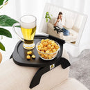 Bamboo Sofa Clip on Side Table for Wide Couches Arm, Foldable Couch Tray with 360° Rotating Phone Holder, Armrest Table for Eating/Drinks/Snacks/Remote/Control