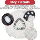 6 Pack O Cedar Spin Mop Replacement Mop HeSpin Mopd, Spin Mop Replacement Microfiber Mop Head, 360 Degree Easy Wringing Dust Mop Head with One Base and One Handle