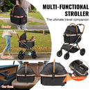 Pet Stroller - 4 Wheels Dog Stroller Rotate with Brakes, 66 lbs Weight Capacity, Puppy Stroller with Detachable Carrier, Storage Basket and Pet Pad, for Small to Medium Sized Dogs, Black