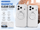Transparent Magnetic Phone Case Compatible with iPhone 13-17 AIR, 360° Rotating Ring Holder, Anti-Yellow & Shockproof Protective Case, Works with Magnetic Accessories