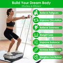Vibration Plate Exercise Machine With Resistant Bands Remote Control Whole Body Vibration Platform Workout Equipment Home Fitness Training Equipment For Weight Loss Fat Burner