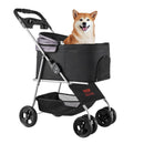 Pet Stroller - 35 lbs Weight Capacity, Foldable Dog Stroller Cart, 4 Wheels Cats Pram with Detachable Carrier & Mesh Windows, Portable Animal Carrier with Brake for Small to Medium Pets