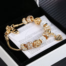 Heart Charm Bracelet with Extender Gold Plated Snake Chain Bracelets CZ Crystal Beads Charms Bracelets
