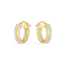 14k Two Tone Gold Double Round Hoops